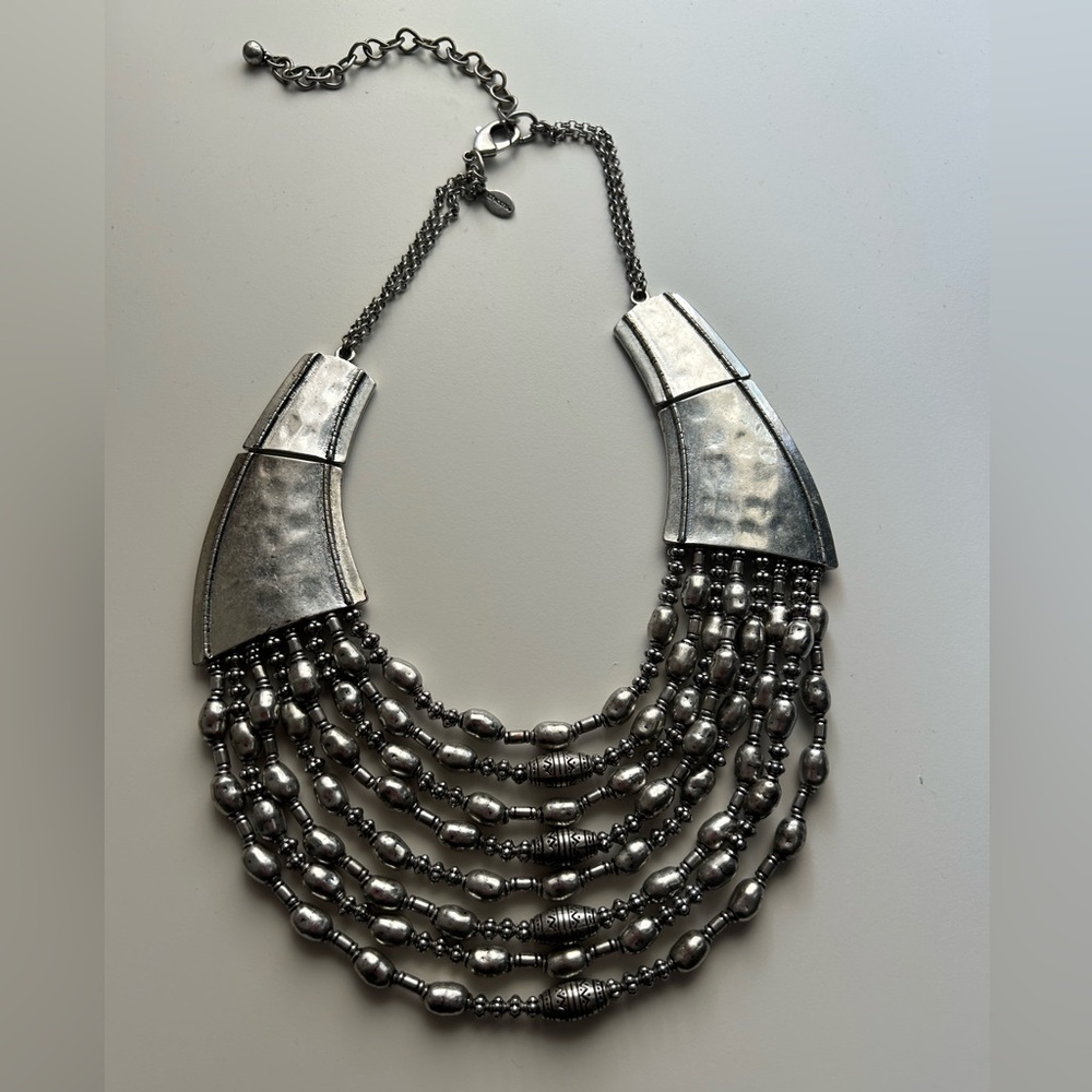 STUNNING SILVER BEADED TRIBAL NECKLACE